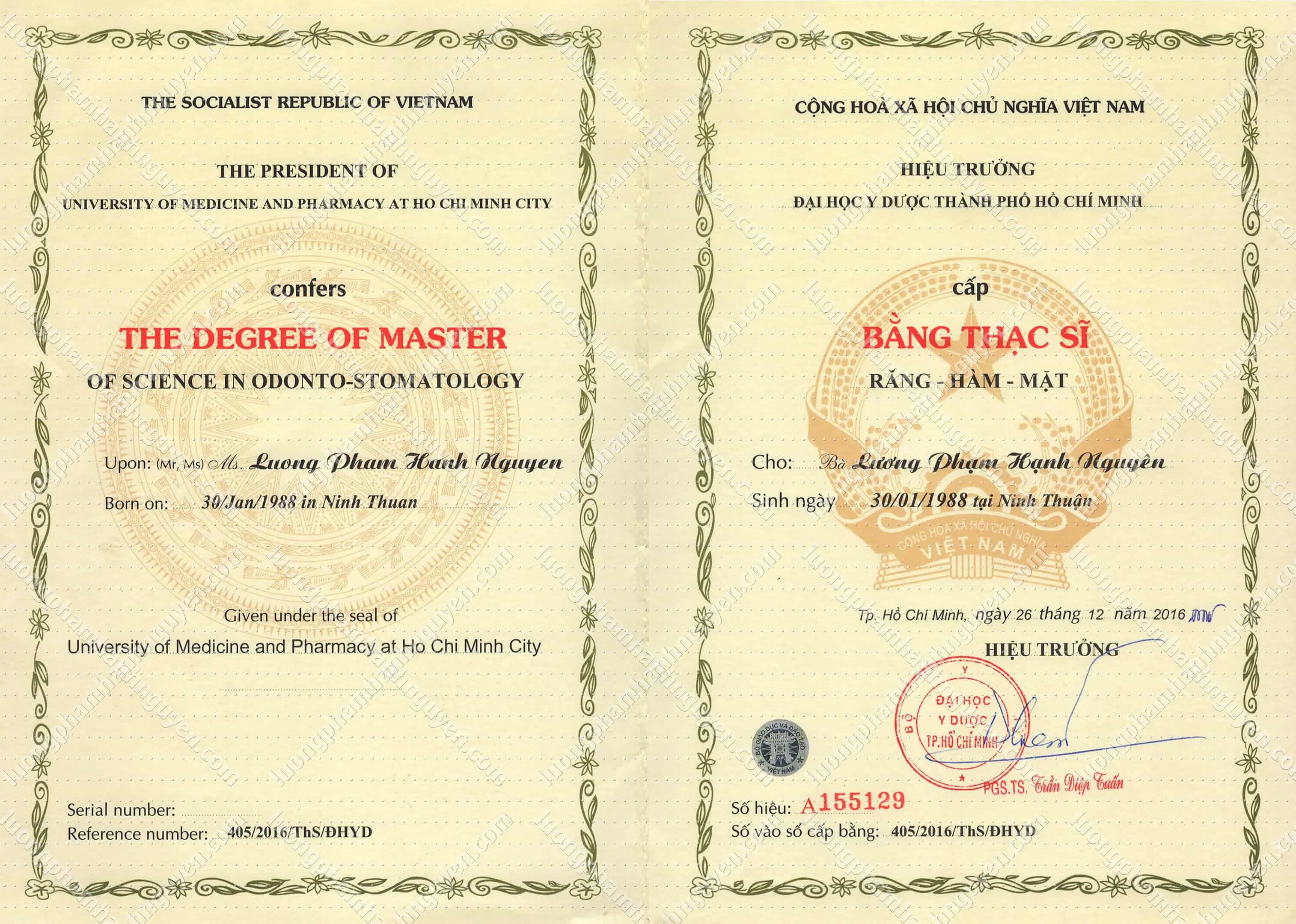 Bằng Thạc sĩ Y học & Bác sĩ Chuyên khoa