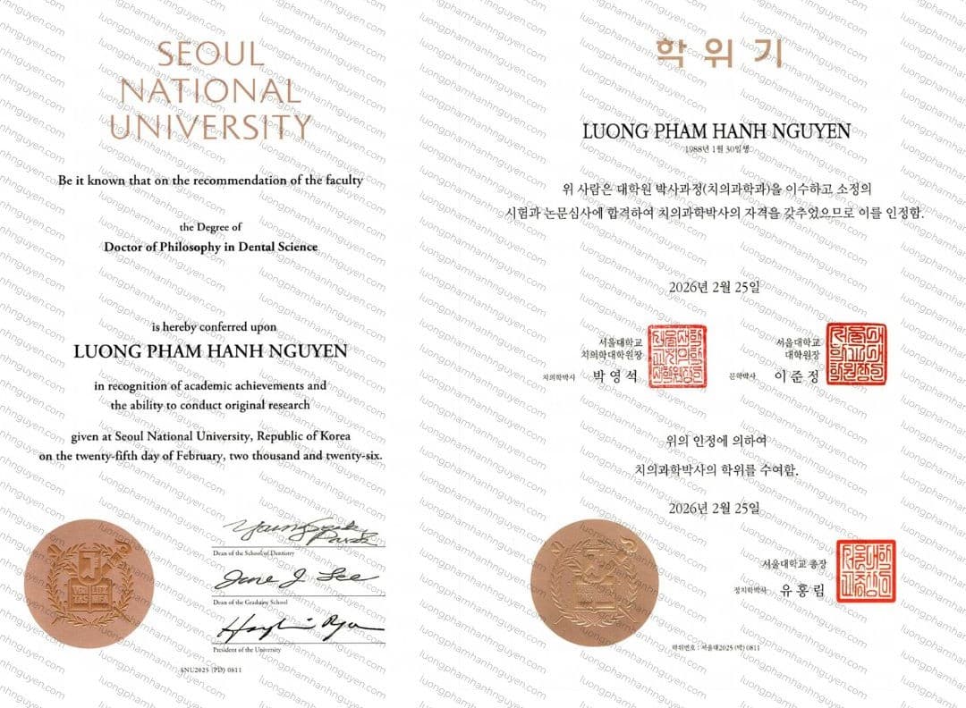 Bằng Tiến sĩ Răng Hàm Mặt (Ph.D. Degree)